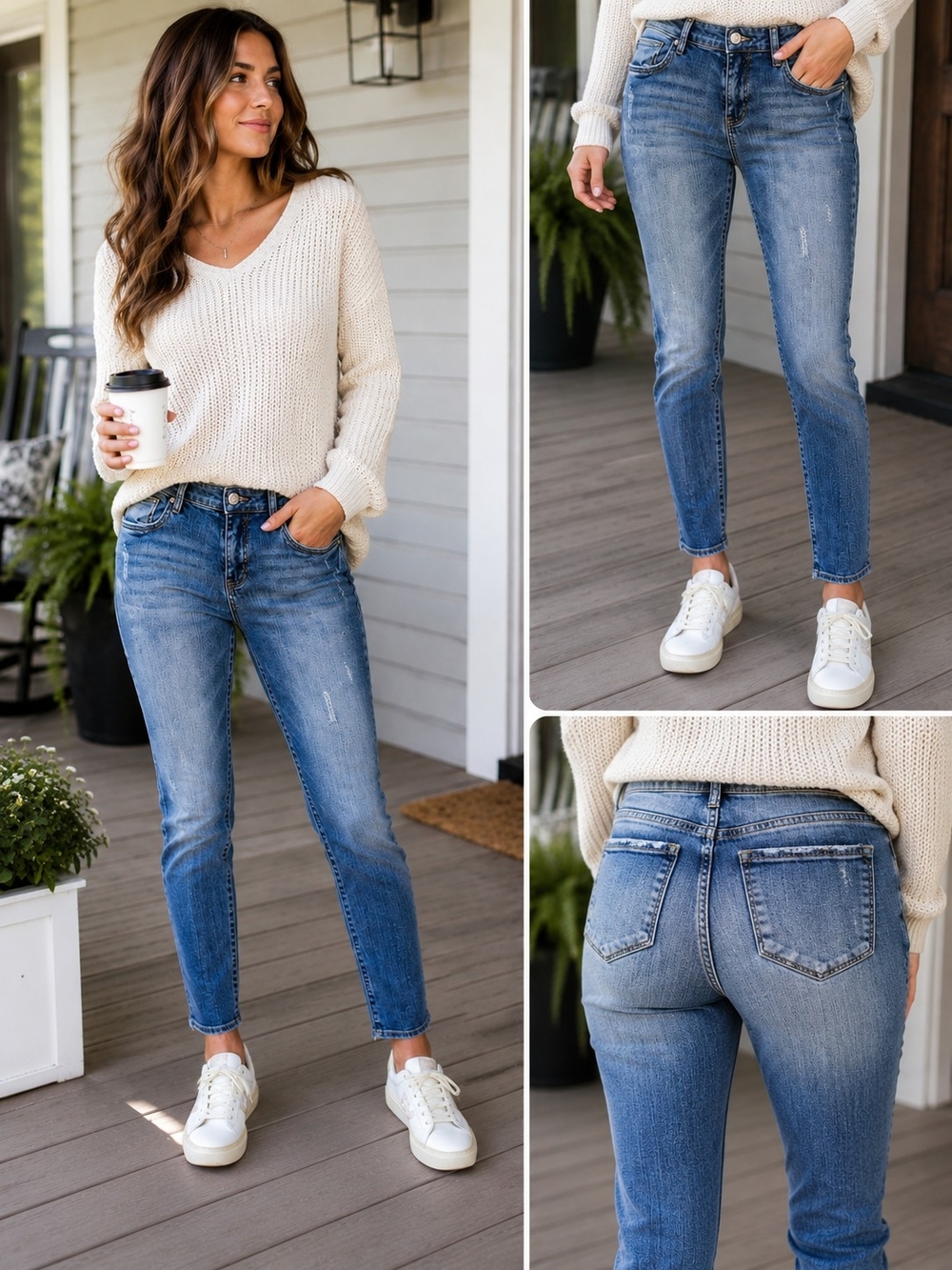 KUT From The Kloth Medium Wash Distressed Straight Leg Jeans Size 10